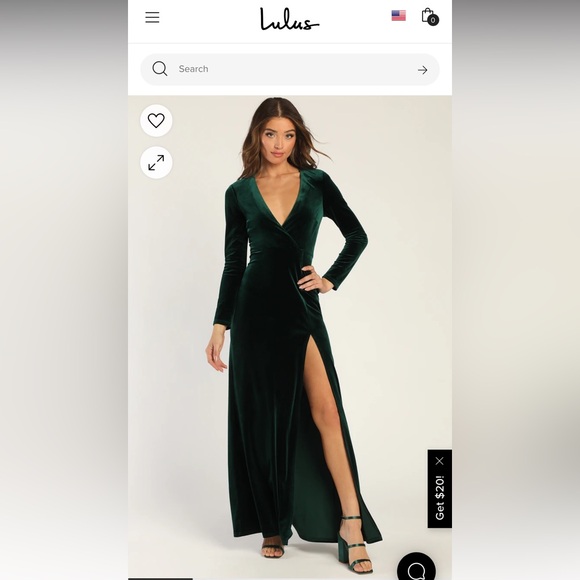 Emerald green velvet maxi dress - Picture 1 of 4